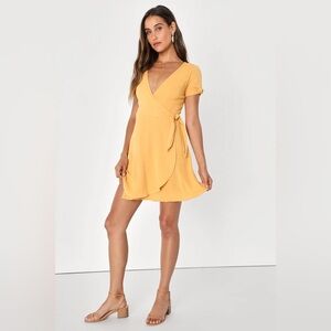 NWT Lulus Elegant Yellow Wrap Dress